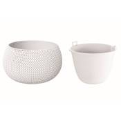 Splofy Bowl pot rond en plastique blanc avec réservoir 37 (l) x 37 (l) x 21 (h) cm