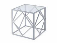 Table basse design en verre et métal carrée elio