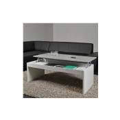 Table basse plateau relevable darwin 120x60cm / Blanc et Béton/ 120x60x43 cm - Blanc