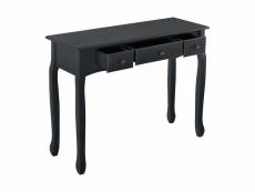 Table console d entrée salon avec 3 tiroirs mdf pieds en pin 100 cm noir helloshop26 03_0004179par2