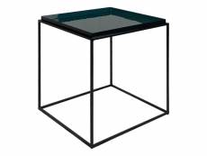 Table d'appoint carré métal noir avec plateau émaillé bleu - azul 8783