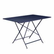 Table pliante Bistro / 117 x 77 cm - 6 personnes - Trou parasol - Fermob bleu en métal