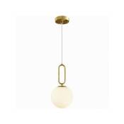 Trade Shop Traesio - Lampe Suspendue Minimaliste Ovale En Métal Bronze Avec Sphère En Verre G9 A96