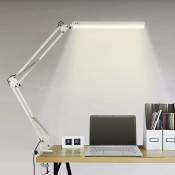 Ulisem Lampe de Bureau LED, Lampe de Table Architecte Pliable avec Pince, 10 Niveaux de Luminosité X 3 Modes de Couleur, Lampe de table Réglable,