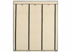 Vidaxl armoire avec compartiments et barres crème 150x45x175 cm tissu 282455