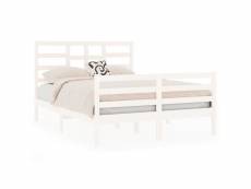 Vidaxl cadre de lit blanc bois massif 135x190 cm double