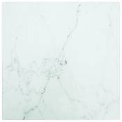 vidaXL Dessus de table Blanc 30x30cm 6mm Verre trempé et design marbre