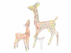 Vidaxl famille de rennes de décoration acrylique 160 led coloré