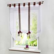 1 pièce Romain Rideau Adorable Nœud Assis Chambre Style en Voile brodé fenêtre - café - 100cmx140cm-Ensoleillé