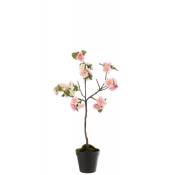 Arbre en fleurs plastique rose/marron H50cm