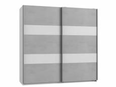 Armoire de rangement aude portes coulissantes 179 cm béton gris clair rechampis blanc 20100890998