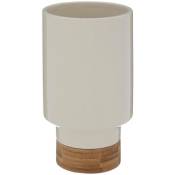 Atmosphera - Vase Le collectionneur en céramique & bambou H18cm blanc créateur d'intérieur - Blanc