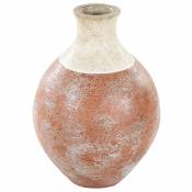 Beliani Vase décoratif en terre cuite 37 cm blanc et marron BURSA