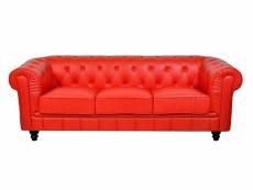 Canapé 3 places rouge chesterfield-