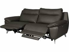 Canapé taille 3 places avec 2 relax en 100% tout cuir épais de luxe italien avec 2 relax électriques, perini, anthracite