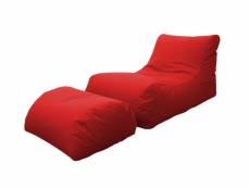 Chaise longue de salon moderne, made in italy, fauteuil avec repose-pieds en nylon, pouf rembourré pour chambre, 120x80h60 cm, couleur rouge 805277379