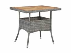 Contemporain mobilier de jardin famille sanaa table d'extérieur gris résine tressée et bois d'acacia solide