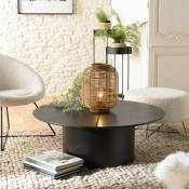 DALY - Table basse ronde noire 90x90cm piètement métal