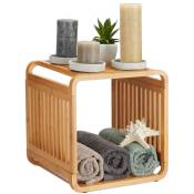 Etagère en bambou, salle de bain, étagère sur pieds arrondie, carrée, différentes tailles, nature 2 étages - Relaxdays