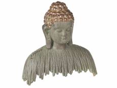 Figurine décorative bouddha 23 cm gris et doré ramdi