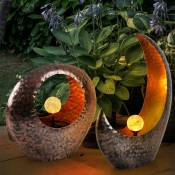Globo - Lampes solaires solaires pour décoration de jardin extérieur croissant de lune lampes solaires de patio extérieur, effet de feu, laiton, 1x