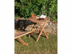 Harris - table pique nique de jardin ronde 50x50cm en bois teck
