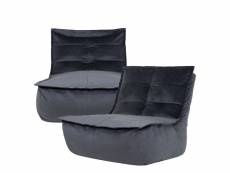 Icon pouf chaise longue en velours "dolce", lot de 2, pouf fauteuil, pouf poire salon, pouf géant xxl pour adultes - fabriqué en europe