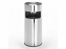 Jago® cendrier sur pied - avec poubelle, hauteur 60,5 cm, 30l, acier inoxydable, antidérapant, pour extérieur/intérieur, en argenté - cendrier avec se
