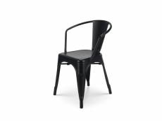 Kosmi - chaise en métal noir mat style industriel - fauteuil industriel avec accoudoirs