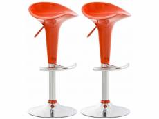 Lot de 2 tabourets de bar design orange pivotant et hauteur réglable tdb10032