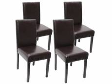 Lot de 4 chaises de salle à manger synthétique marron pieds foncés cds04139