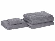 Lot de 4 serviettes de bain en coton gris areora 245689