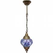 Luminaires suspendus en mosaïque, lampes turques, lampes suspendues, lanternes marocaines, verre de couleur, taille 2, bleu, arabes