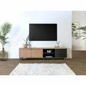 Meuble tv Bobochic xs - Meuble tv avec niches 200 cm bacara bois clair Noir - Noir