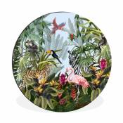 MuchoWow Tableau imprimé rond Nature - animaux de la jungle - tropical Impression sur aluminium en rond 60x60 cm Tableau decorati