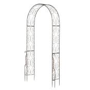 Outsunny Arche de Jardin Arche à Rosiers Style Fer Forgé Métal Époxy 120 x 30 x 226 cm Noir Vieilli Cuivré