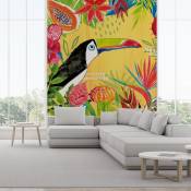 Papier peint exotique toucan et fruits 260x270cm