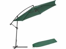 Parasol 350 cm avec housse de protection meuble jardin vert helloshop26 2208122