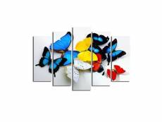 Pentaptyque atos l105xh70cm motif papillons multicolore