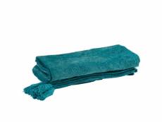 Plaid fayola coton turquoise - l 180 x l 130 x h 0,5 cm