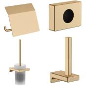 Porte-brosse wc Hansgrohe Addstoris + Porte-papier wc avec couvercle + Réserve porte-papier + Distributeur bronze brossé - Bronze brossé