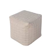 Pouf carré avec motifs carrés en surpiqûre 40x40cm beige