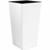 PROSPERPLAST Pot Haut 35 L Urbi Square avec depôt en plastique blanc, 55 (hauteur) x 29,5 (largeur) x 29,5 (hauteur) cm - Blanc