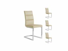 Quatuor de chaises eco-cuir beige - loni - l 45 x l 59 x h 98 cm - neuf