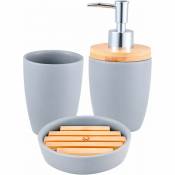 Réglez les accessoires de salle de bain 3pc (verre + distributeur de savon + plat de savon) céramique gris tevere