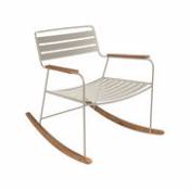 Rocking chair Surprising / Métal & teck - Fermob beige