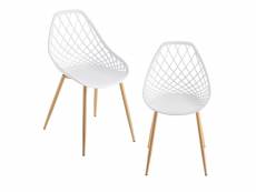 Set de 2 chaises designs chaise de salle à manger siège en plastique pieds en métal effet hêtre couleur blanche et effet hêtre 83 cm [en.casa]