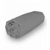 Soleil D'ocre - Drap housse en coton 140x190 cm PERCALE gris, par Gris