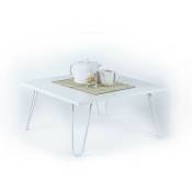 Table basse 60x60 cm avec plateau en bois blanc et structure en métal - Ilia