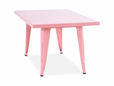 Table carrée pour enfants - industrielle - métal - 60cm - stylix rose